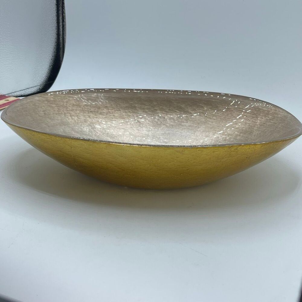Italian art glass gold & silver leaf blown glass gold color exterior silver inte